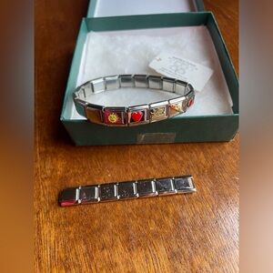 5 Charm Stainless Steel Modular Link Stretch Bracelet Expandable Personalize